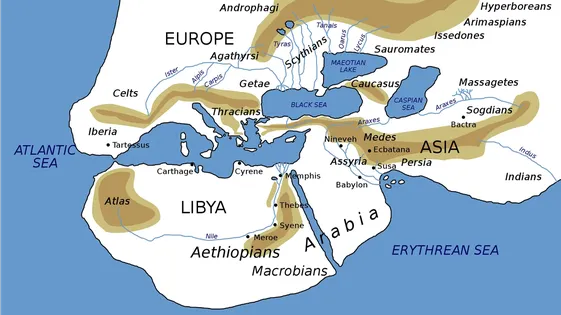 Карта мира IV-V век до н.э. по Геродоту